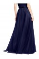 Mejores Azul Marino 21 línea A Halter Cuello Alto Tul Largo Vestidos de dama de honor