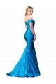 Mejores Azul Verde pavo real Sirena Hombros Descubiertos Satén Largo Formales Vestidos de dama de honor / Vestidos de fiesta