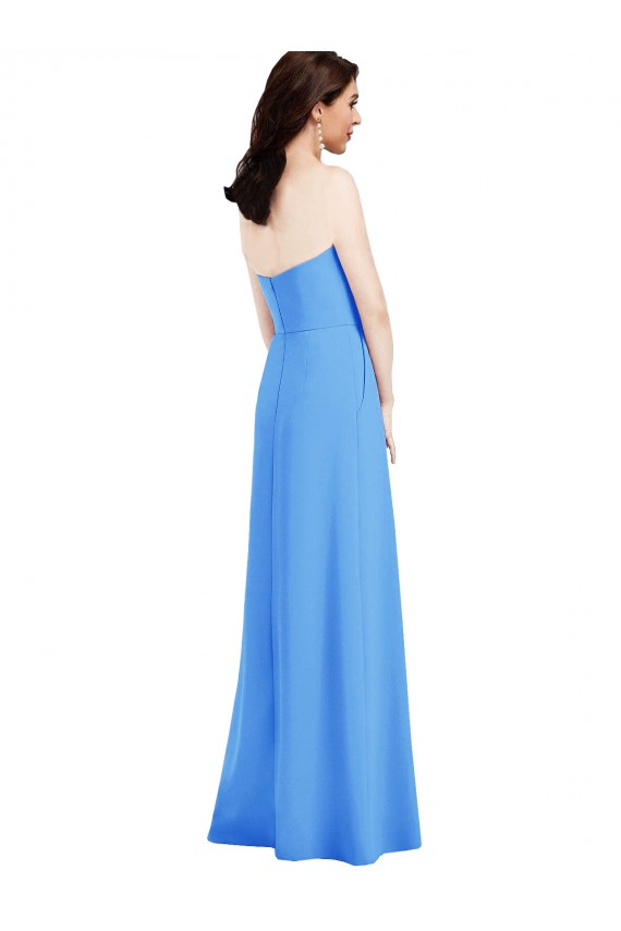 Mejores Azul Verde pavo real Trompeta Sin tirantes Crepé Elástico Largo Vestidos de dama de honor / Vestidos de fiesta
