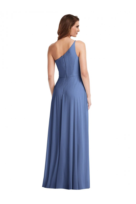 Mejores Azul Windsor línea A Un Hombre Gasa Largo Formales Vestidos de dama de honor / Vestidos de noche