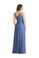 Mejores Azul Windsor línea A Un Hombre Gasa Largo Formales Vestidos de dama de honor / Vestidos de noche