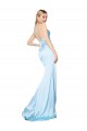 Mejores Azul cielo claro Sirena Cuello Alto Tirantes espagueti Satén elástico Largo Formales Vestidos de dama de honor / Vestidos de fiesta