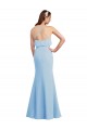 Mejores Azul cielo claro Sirena Tirantes espagueti Cuello en V Gasa Largo Vestidos de dama de honor