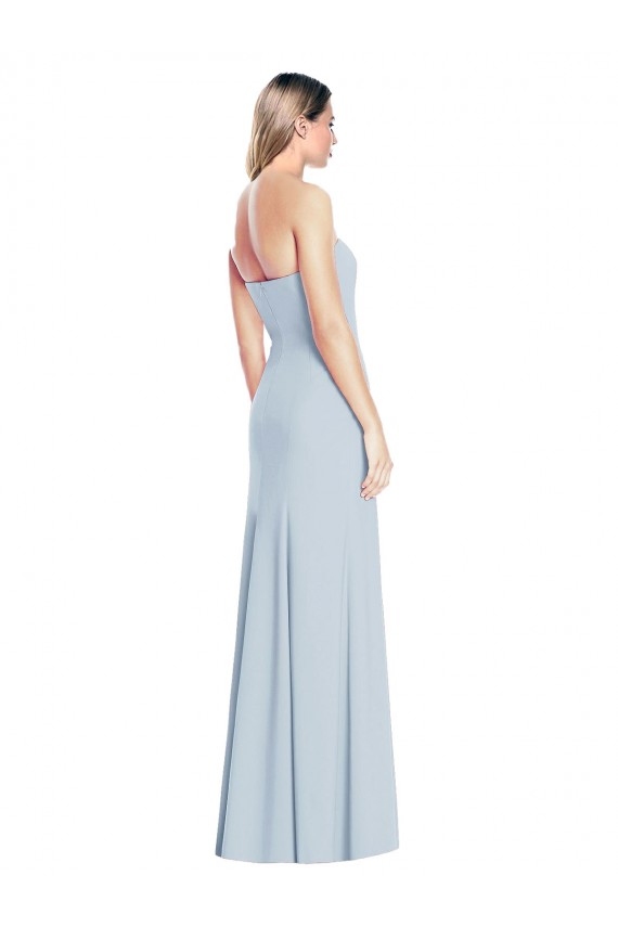 Mejores Azul cielo claro Trompeta Cuello de Corazón Sin tirantes Crepé Elástico Largo Vestidos de dama de honor / Vestidos de fiesta