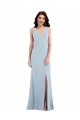 Mejores Azul cielo claro Trompeta Cuello en V Crepé Elástico Largo Vestidos de dama de honor / Vestidos de fiesta