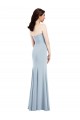 Mejores Azul cielo claro Trompeta Cuello en V Sin tirantes Crepé Elástico Largo Vestidos de dama de honor / Vestidos de fiesta