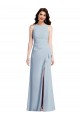 Mejores Azul cielo claro Trompeta Halter Crepé Elástico Largo Vestidos de dama de honor / Vestidos de fiesta