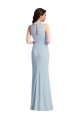 Mejores Azul cielo claro Trompeta Halter Crepé Elástico Largo Vestidos de dama de honor / Vestidos de fiesta