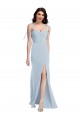Mejores Azul cielo claro Trompeta Sin tirantes Crepé Elástico Largo Vestidos de dama de honor / Vestidos de fiesta