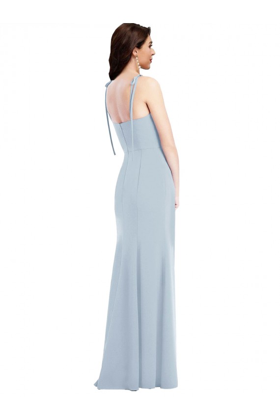 Mejores Azul cielo claro Trompeta Sin tirantes Crepé Elástico Largo Vestidos de dama de honor / Vestidos de fiesta