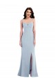 Mejores Azul cielo claro Trompeta Tirantes espagueti Crepé Elástico Largo Formales Vestidos de dama de honor / Vestidos de fiesta