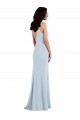 Mejores Azul cielo claro Trompeta Tirantes espagueti Cuello en V Crepé Elástico Largo Vestidos de dama de honor / Vestidos de fiesta