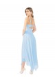 Mejores Azul cielo claro línea A Cuello en V Midi Gasa Corto Vestidos de dama de honor / Vestidos de cóctel