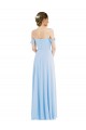 Mejores Azul cielo claro línea A Hombros Descubiertos Gasa Largo Formales Vestidos de dama de honor / Vestidos de noche