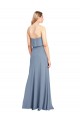 Mejores Azul humo Cubierta Cuello Alto Crepé Elástico Largo Formales Vestidos de dama de honor / Vestidos de fiesta