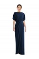 Mejores Azul marina oscuro Cubierta Barco Spandex Largo Vestidos de dama de honor / Vestidos de fiesta