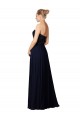 Mejores Azul marina oscuro Cubierta Cuello de Corazón Gasa Largo Vestidos de dama de honor