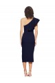 Mejores Azul marina oscuro Cubierta Un Hombre Midi Crepé Elástico Corto Formales Vestidos de dama de honor / Vestidos de fiesta / Vestidos de cóctel
