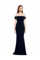 Mejores Azul marina oscuro Sirena Hombros Descubiertos Crepé Elástico Largo Formales Vestidos de dama de honor / Vestidos de fiesta