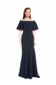 Mejores Azul marina oscuro Sirena Hombros Descubiertos Crepé Elástico Largo Formales Vestidos de dama de honor / Vestidos de fiesta