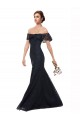 Mejores Azul marina oscuro Sirena Hombros Descubiertos Encaje Largo Vestidos de dama de honor / Vestidos de fiesta