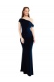 Mejores Azul marina oscuro Sirena Un Hombre Crepé Elástico Largo Formales Vestidos de dama de honor / Vestidos de fiesta