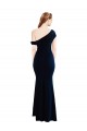 Mejores Azul marina oscuro Sirena Un Hombre Crepé Elástico Largo Formales Vestidos de dama de honor / Vestidos de fiesta