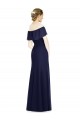 Mejores Azul marina oscuro Trompeta Hombros Descubiertos Gasa Largo Vestidos de dama de honor