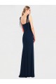 Mejores Azul marina oscuro Trompeta Tirantes espagueti Crepé Elástico Largo Vestidos de dama de honor / Vestidos de fiesta