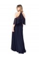 Mejores Azul marina oscuro línea A Halter Cuello Alto Gasa Largo Vestidos de dama de honor