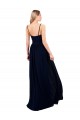 Mejores Azul marina oscuro línea A Tirantes espagueti Gasa Largo Formales Vestidos de dama de honor / Vestidos de noche