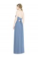 Mejores Azul polvoriento línea A Halter Gasa Largo Vestidos de dama de honor