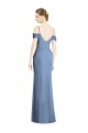 Mejores Azul polvoriento línea A Hombros Descubiertos Gasa Largo Formales Vestidos de dama de honor / Vestidos de noche