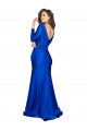 Mejores Azul real Sirena Cuello en V Satén sedoso Largo Formales Vestidos de dama de honor / Vestidos de fiesta