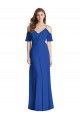 Mejores Azul real Trompeta Tirantes espagueti Cuello en V Gasa Largo Vestidos de dama de honor