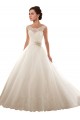 Mejores Blanco Hombros Descubiertos Cola capilla Tul Encaje Vestidos de novia