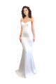 Mejores Blanco Sirena Cuello de Corazón Sin tirantes Cuello Alto Crepé Elástico Largo Formales Vestidos de dama de honor / Vestidos de fiesta