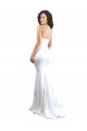 Mejores Blanco Sirena Cuello de Corazón Sin tirantes Cuello Alto Crepé Elástico Largo Formales Vestidos de dama de honor / Vestidos de fiesta