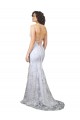 Mejores Blanco Sirena Cuello en V Cuello Alto Crepé Elástico Lentejuela Tul Largo Formales Vestidos de dama de honor / Vestidos de fiesta