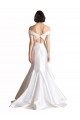 Mejores Blanco Sirena Hombros Descubiertos Cola capilla Satén Playa Vestidos de novia