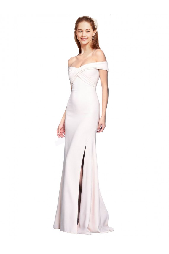 Mejores Blanco Sirena Hombros Descubiertos Crepé Elástico Largo Formales Vestidos de dama de honor / Vestidos de fiesta