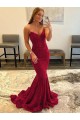 Mejores Borgoña Cubierta Cuello de Corazón Barrer tren Lentejuelas Terciopelo Largo Vestidos de fiesta