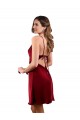 Mejores Borgoña Cubierta Midi Satén sedoso Corto Formales Vestidos de dama de honor / Vestidos de fiesta / Vestidos de cóctel