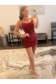 Mejores Borgoña Cubierta Tirantes espagueti Corto Lentejuelas Terciopelo Corto Vestidos de fiesta