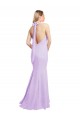 Mejores Borgoña Sirena Halter Gasa Largo Vestidos de dama de honor
