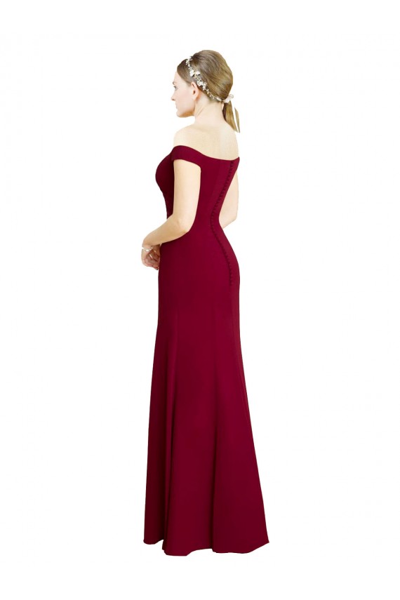 Mejores Borgoña Sirena Hombros Descubiertos Gasa Largo Vestidos de dama de honor / Vestidos de fiesta