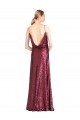 Mejores Borgoña línea A Halter Cuello Alto Lentejuela Largo Formales Vestidos de dama de honor / Vestidos de fiesta