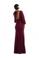Mejores Borgoña oscuro Trompeta Barco Crepé Elástico Largo Formales Vestidos de dama de honor / Vestidos de fiesta