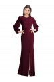 Mejores Borgoña oscuro Trompeta Barco Crepé Elástico Largo Formales Vestidos de dama de honor / Vestidos de fiesta