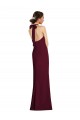 Mejores Borgoña oscuro Trompeta Halter Crepé Elástico Largo Vestidos de dama de honor / Vestidos de fiesta